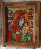 Maica Domnului cu Pruncul Iisus Hristos, isona pe sticlă Transilvania