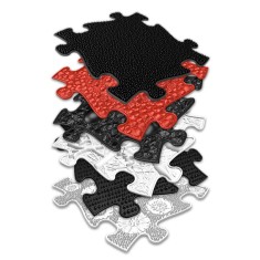 Covoras ortopedic Senzorial Puzzle Set Rosu si Negru pentru bebelusi Muffik