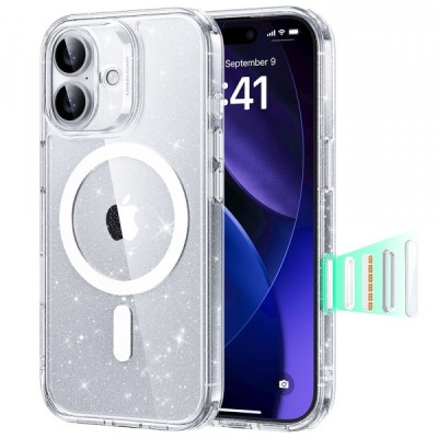 Husa MagSafe pentru Apple iPhone 17, ESR, Classic Hybrid Shimmer, Transparenta foto