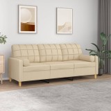 VidaXL Canapea cu 3 locuri cu pernuțe, crem, 180 cm, textil 3200792