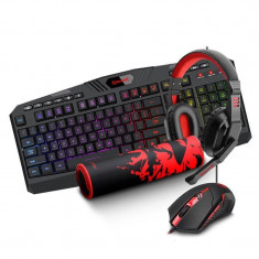 Kit Gaming Redragon S101-BA, Tastatura Harpe PRO RGB, Mouse Centrophorus, Casti foto