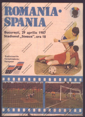PROGRAN FOTBAL_ROMANIA_SPANIA 29 APRILIE 1987 foto