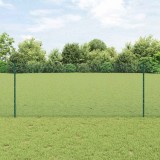 &Icirc;ngrădire din Fir Sudat cu 11 St&acirc;lpi U Verde 1x25 m Oțel