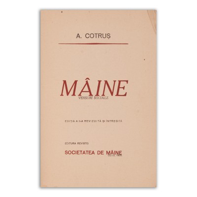 Aron Cotruș, M&amp;acirc;ine, 1928, cu dedicație foto