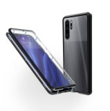 Husa magnetica 360&deg; pentru Huawei P30 Pro, Fashion Case, Aluminiu/Sticla, Negru