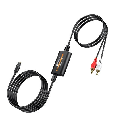 Cablu convertor audio digital optic SPDIF toslink la semnal analog RCA 192kHz foto