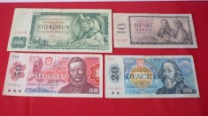 LOT BANCNOTE STRAINE CEHOSLOVACIA 10, 20, 50, 100 KORUN