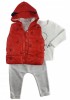 Set Compleu Copii 3 Piese: Bluza, Vesta cu Gluga si Pantaloni Bumbac Rosu. Marimi 86, 92, 98. Fabricat UE