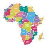 Harta decorativa pentru perete Africa color, PVC rezistent la apa, 65x65 cm