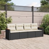 vidaXL Set mobilier de grădină cu perne, 4 piese, negru, poliratan 3258171