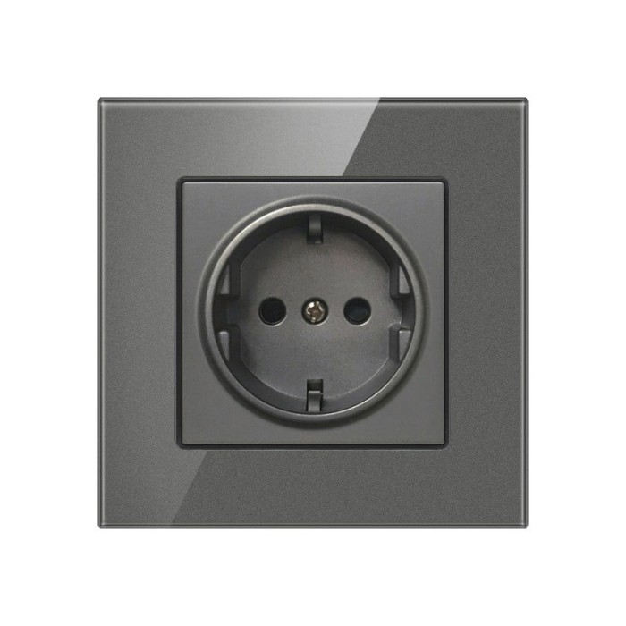 Priza Techstar&reg; Crystal TS1, Sticla Securizata, Simpla, Culoare Gri Metal, 16A