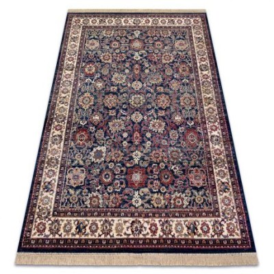 Covor Windsor 22991 ORNAMENT, CADRU, FRANJURI albastru inchis / fildeş, 60x100 cm foto