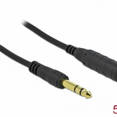 Cablu prelungitor audio jack stereo 6.3mm 3 pini T-M 5m Negru, Delock 86767