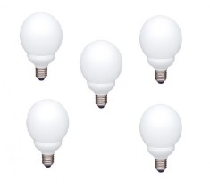 SET 5 becuri fluorescent Panasonic, soclu E27, putere 13W, forma sferic, lumina alb rece, alimentare 220 - 240 V, &quot;EFG13E672V-5&quot; (timbru verde 2.25 le