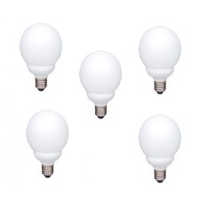 SET 5 becuri fluorescent Panasonic, soclu E27, putere 13W, forma sferic, lumina alb rece, alimentare 220 - 240 V, "EFG13E672V-5" (timbru verde 2.25 le