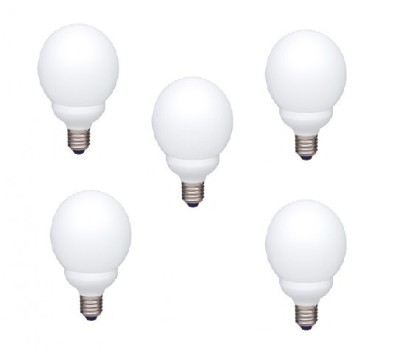 SET 5 becuri fluorescent Panasonic, soclu E27, putere 13W, forma sferic, lumina alb rece, alimentare 220 - 240 V, &amp;quot;EFG13E672V-5&amp;quot; (timbru verde 2.25 le foto