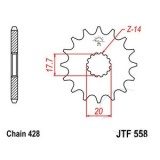Pinion fata 18 dinti, pas 428, diametru int. 17.7/20 Cod Produs: MX_NEW 7263973MA