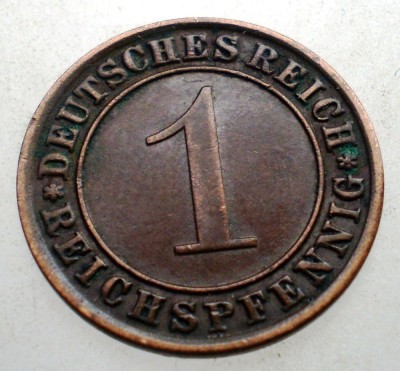 B.182 GERMANIA WEIMAR 1 REICHSPFENNIG 1933 A foto