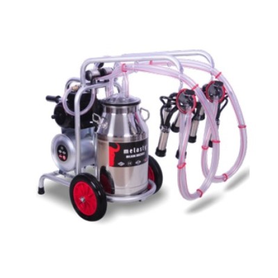EMT. Aparat de muls bovine Melasty cu cadru galvanizat 2 posturi si 1 bidon inox 25 litri EMTDK2-KS25 foto