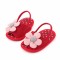 Pantofiori decupati rosii cu margareta roz (Marime Disponibila: 9-12 luni