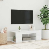 Comodă TV cu lumini LED, alb extralucios, 90x39x30 cm