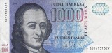 Bancnota Finlanda 1.000 Markkaa 1986 (1991) - P121 XF+ ( vezi descrierea )