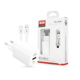 Cumpara ieftin Incarcator telefon + Cablu de date, XO, Type C, Lightning, Alb