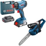 Bosch GDX 180-LI + GKE 18V-40 - Masina de insurubat cu impact cu 2 acumulatori Li-Ion 18 V 2 Ah patrat 1/2 inch si hexagon interior 1/4 inch 180 Nm M6