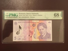 Romania 5 lei 2019 pick 118j grad 68 pmg