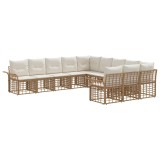 vidaXL Set de canapele de exterior cu pernă 11 pcs Alb Natural și Crem 3437782