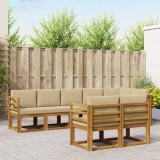 vidaXL Set de canapele de exterior cu pernă 8 pcs Natural și Bej 3366556