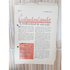 Constructorul amator, supliment lunar al revistei stiintelor nr.8/1948