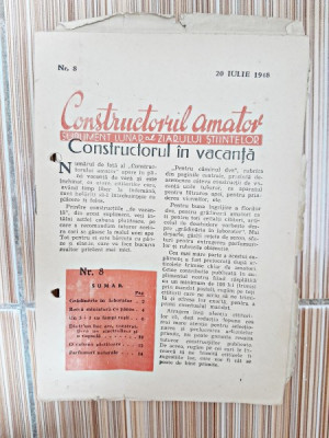 Constructorul amator, supliment lunar al revistei stiintelor nr.8/1948 foto