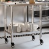 Masa lucru bucatarie inox cu roti 82.5x55x85cm, HORECA, depozitare alimente, blat spatios, sarcina 150kg