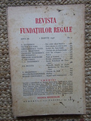 Revista Fundatiilor Regale - Anul III 1 MARTIE 1936 Nr. 3 foto