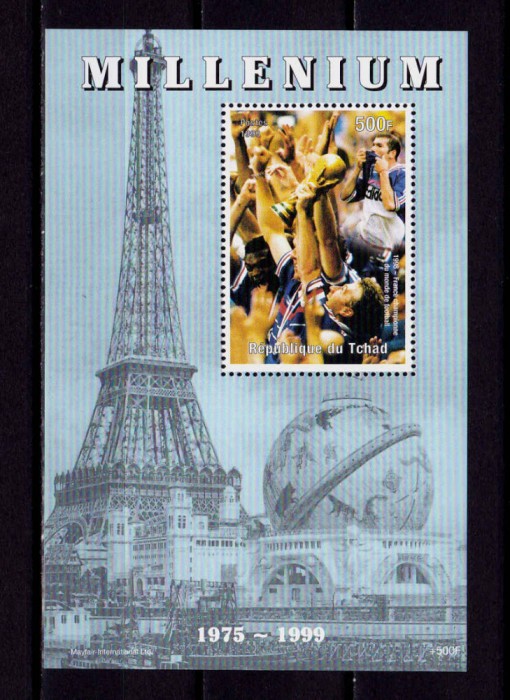 (C47) Chad 1999 ,&quot;Fotbal Franta-campioana/Eiffel&quot;, colita , non UPU , MNH