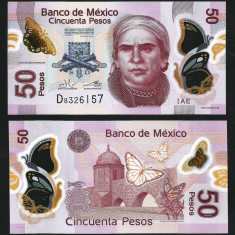 MEXIC █ bancnota █ 50 Pesos █ 2019 █ P-123A █ SERIE AE █ POLIMER UNC necirculata