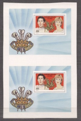 Congo 1981 Charles &amp;amp; Diana wedding 2 perf. sheets UNCUT MNH S.653 foto