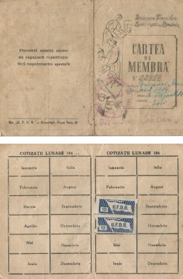 Romania, Uniunea Femeilor Democrate din Romania, Cartea de membra, 1949 foto