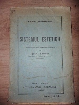 Sistemul esteticii- Ernst Meumann 1926