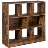 VASAGLE Biblioteca, raft cu 8 unitati de depozitare, pentru living, din lemn, 97x30x100cm, maro rustic Household NewTrend
