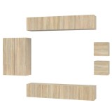 Cumpara ieftin Set dulap TV, 8 piese, stejar sonoma, lemn prelucrat
