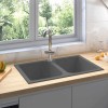 Chiuveta de bucătărie gri 760x480x184 mm din granit