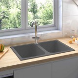 vidaXL Chiuveta de bucătărie gri 760x480x184 mm din granit