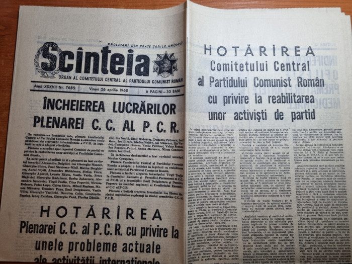 scanteia 26 aprilie 1968-art.restaurant pescarul galati,jud gorj,minerii campeni