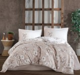 Cumpara ieftin Lenjerie de pat din bumbac 100%, Clasy, pentru pat dublu, model Roza Beige