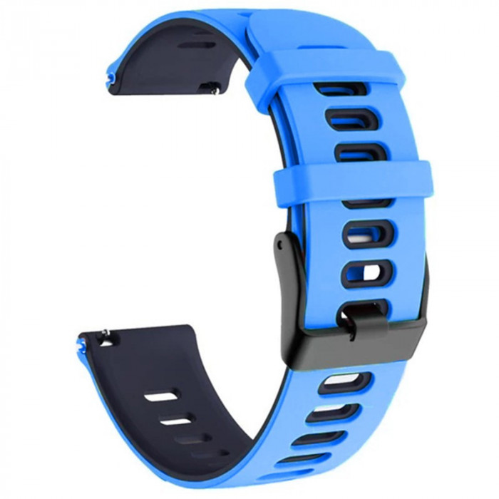 Curea din silicon compatibila cu Samsung Galaxy Watch3 45mm, Telescoape QR, 22mm, Cyan Blue