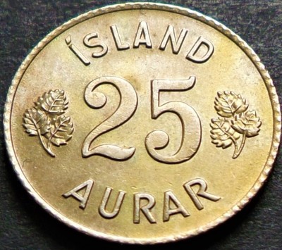 Moneda istorica 25 AURAR - ISLANDA, anul 1951 *cod 3593 A = A.UNC foto