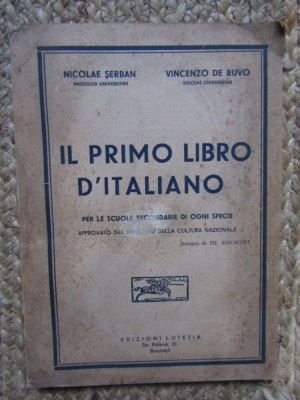 IL PRIMO LIBRO D ITALIANO Nicolae Serban, Vincenzo de Ruvo AUTOGRAF foto