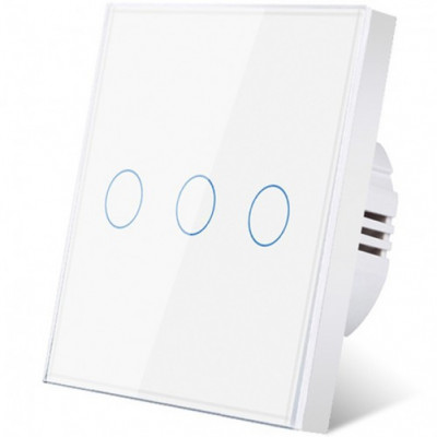 Intrerupator touch iUni 3F, Sticla Securizata, LED foto